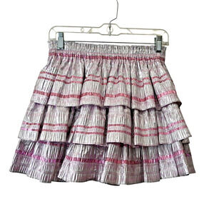 LoveShackFancy Silver and Pink Mini Skirt